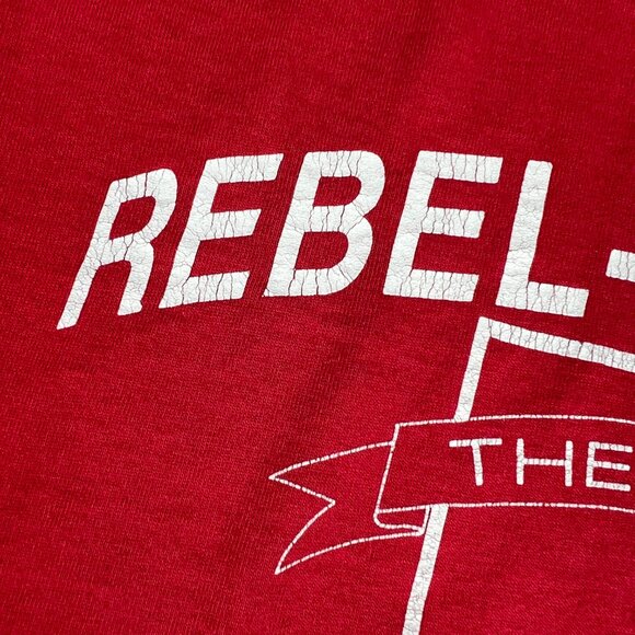 VTG 90s Texas Rebel Rousers Mania Square Dancer Shirt Extra Large Red Faded Tee - Picture 3 of 11